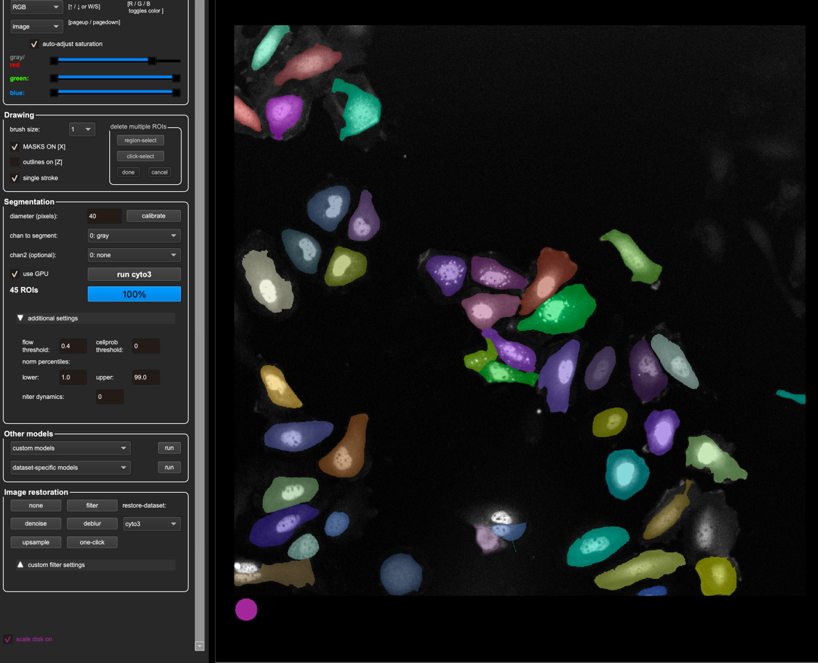 parameter tuning on fluorescence image